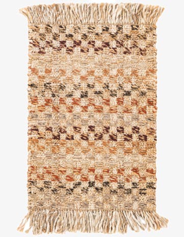 2' 1 x 3' 1 Hand Woven Checkered Jute Wool Rug