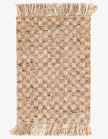 2' 1 x 3' Hand Woven Checkered Jute Wool Rug