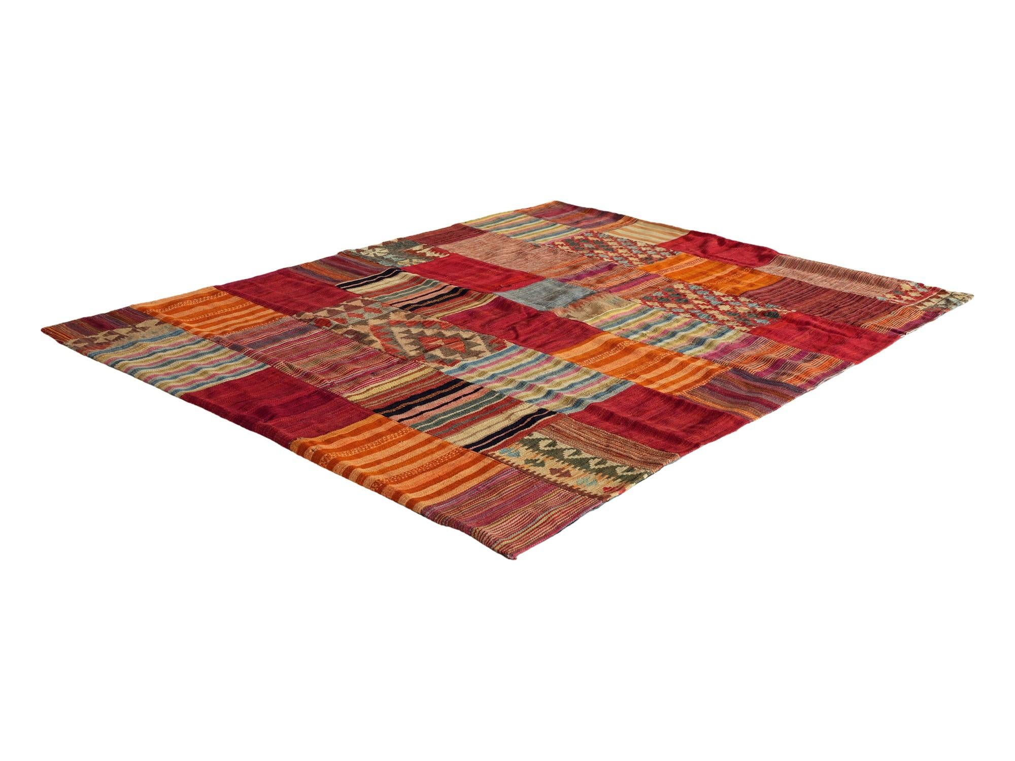 180cm x 235cm Tejido a mano Kilim Patchwork Alfombra Lana