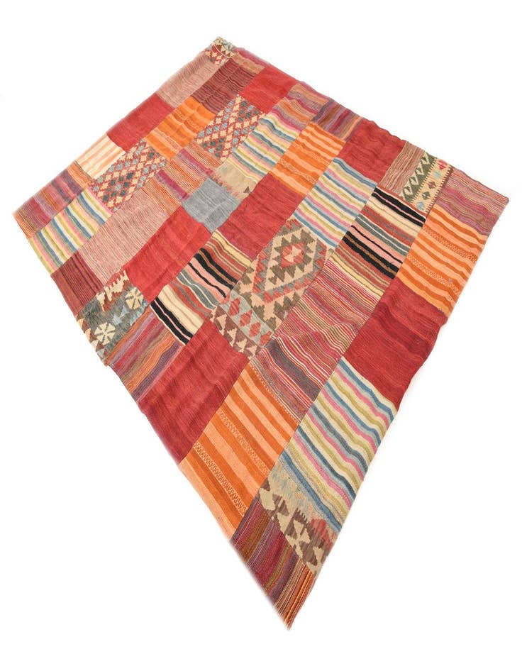 Detail image of 5' 11 x 7' 8  Hand Woven Kilim Patchwork Wool Rug