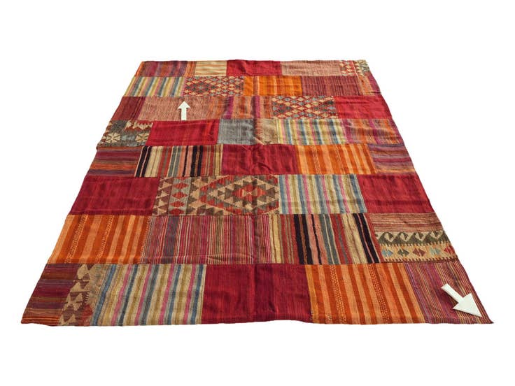 Detail image of 180cm x 235cm Tejido a mano Kilim Patchwork Alfombra Lana