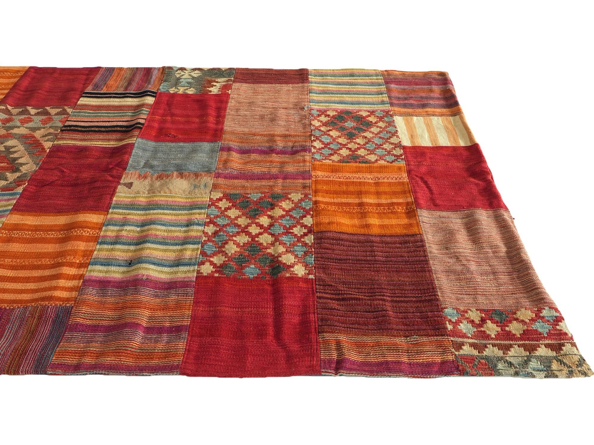 180cm x 235cm Tejido a mano Kilim Patchwork Alfombra Lana