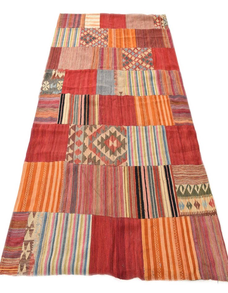 Detail image of 5' 11 x 7' 8  Hand Woven Kilim Patchwork Wool Rug