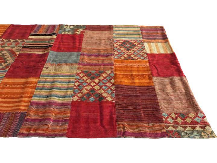 180cm x 235cm Tejido a mano Kilim Patchwork Alfombra Lana