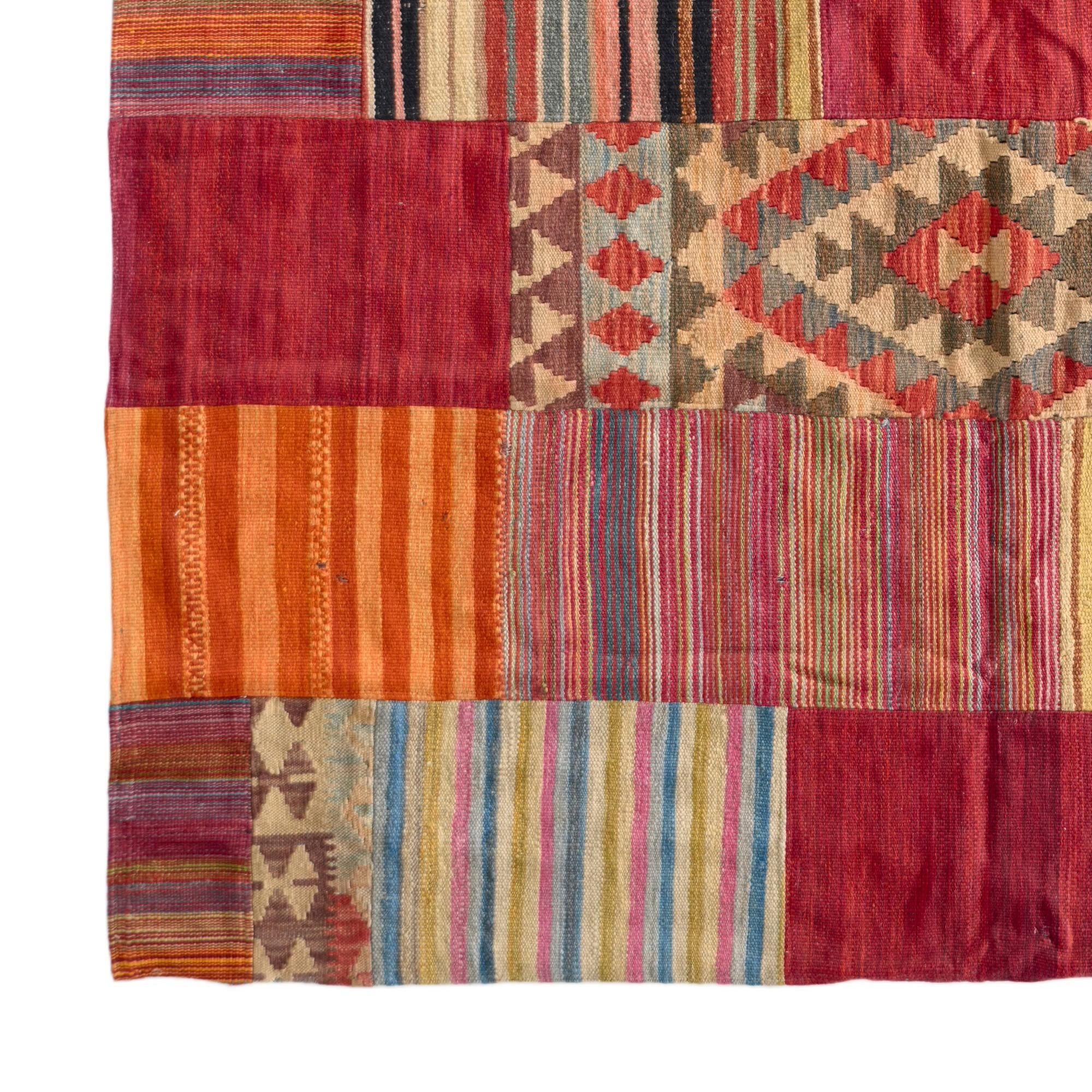 180cm x 235cm Tejido a mano Kilim Patchwork Alfombra Lana