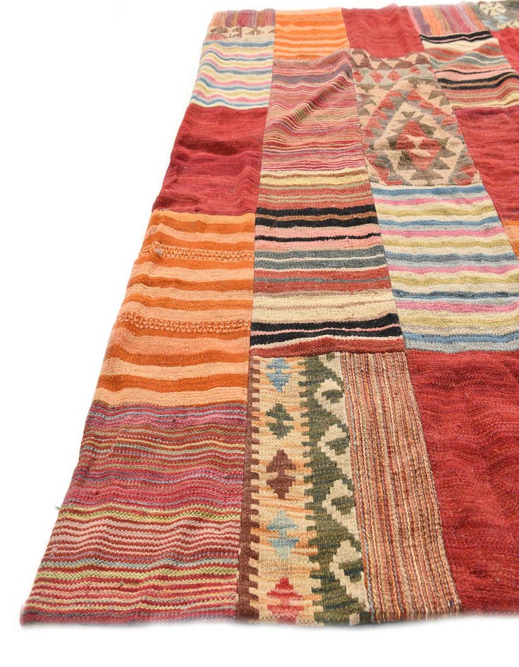 Detail image of 5' 11 x 7' 8  Hand Woven Kilim Patchwork Wool Rug