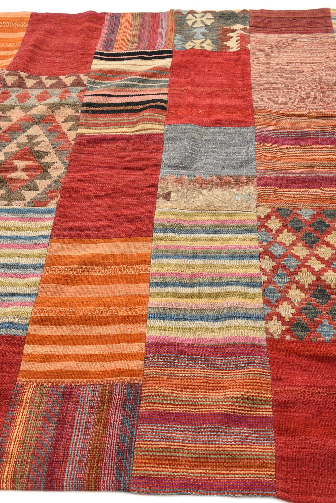 180cm x 235cm Tejido a mano Kilim Patchwork Alfombra Lana