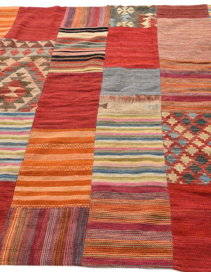Detail image of 5' 11 x 7' 8  Hand Woven Kilim Patchwork Wool Rug