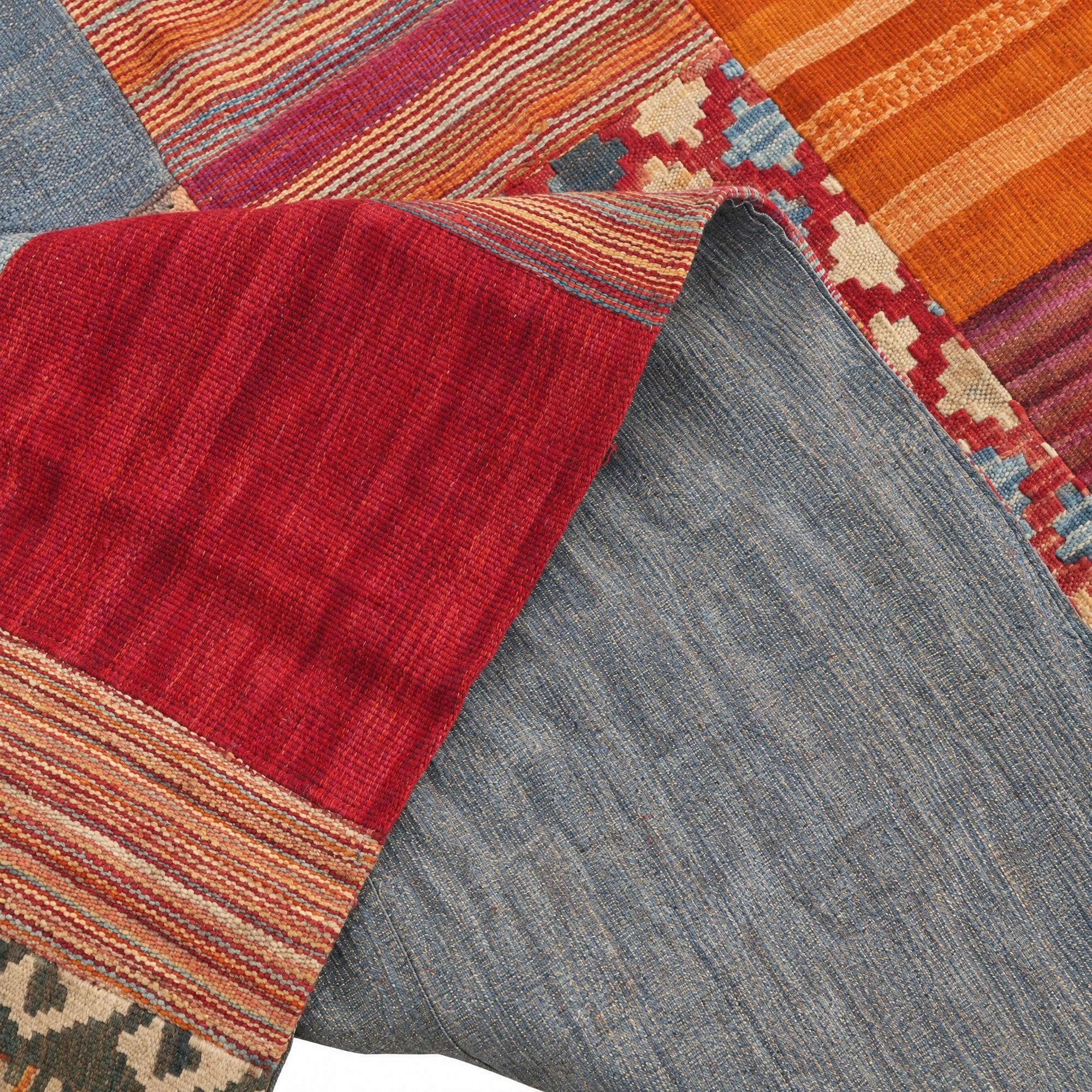 180cm x 235cm Tejido a mano Kilim Patchwork Alfombra Lana