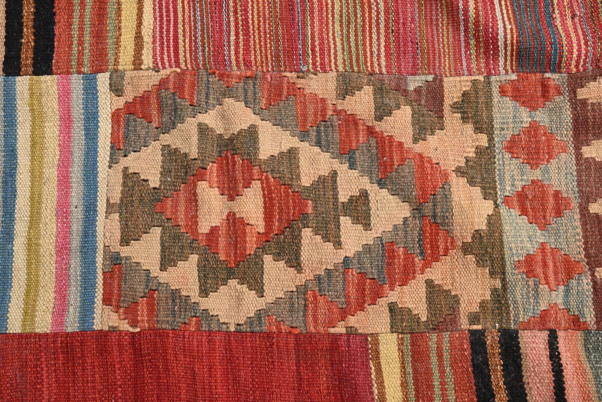 180cm x 235cm Tejido a mano Kilim Patchwork Alfombra Lana