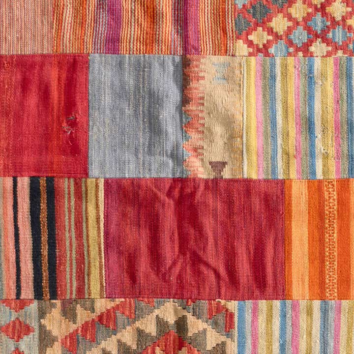 180cm x 235cm Tejido a mano Kilim Patchwork Alfombra Lana