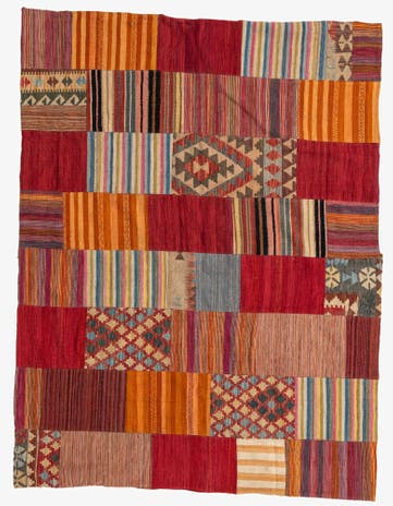 5' 11 x 7' 8 Hand Woven Kilim Patchwork Wool Rug