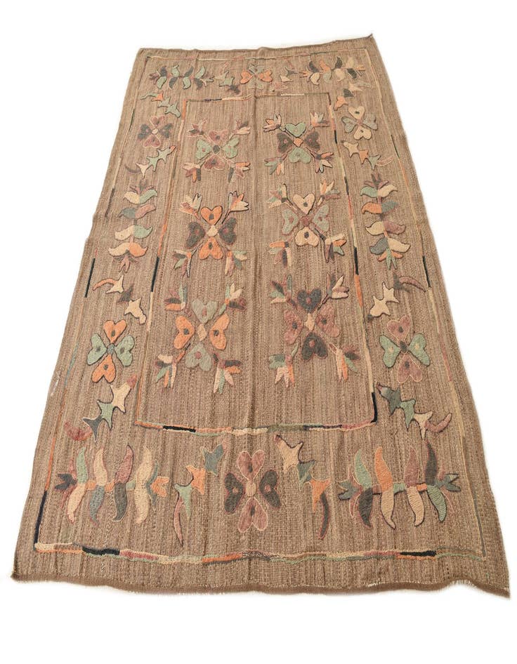 Detail image of 6' 2 x 7'  Hand Woven Kilim Suzani Wool Rug