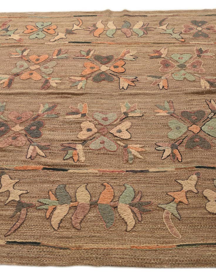 Detail image of 6' 2 x 7'  Hand Woven Kilim Suzani Wool Rug