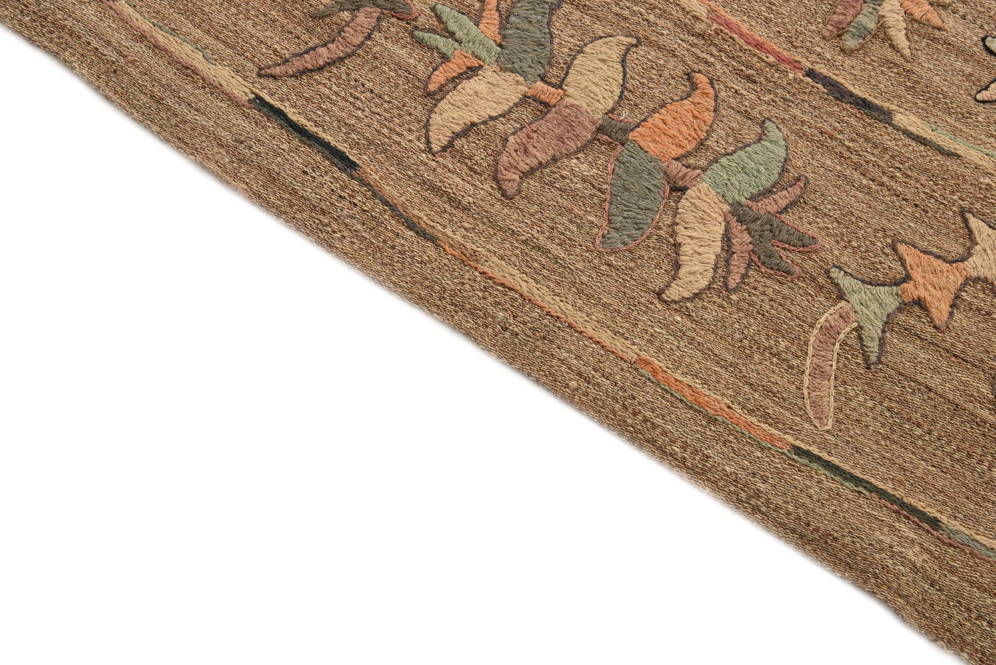 6' 2 x 7' Hand Woven Kilim Suzani Wool Rug