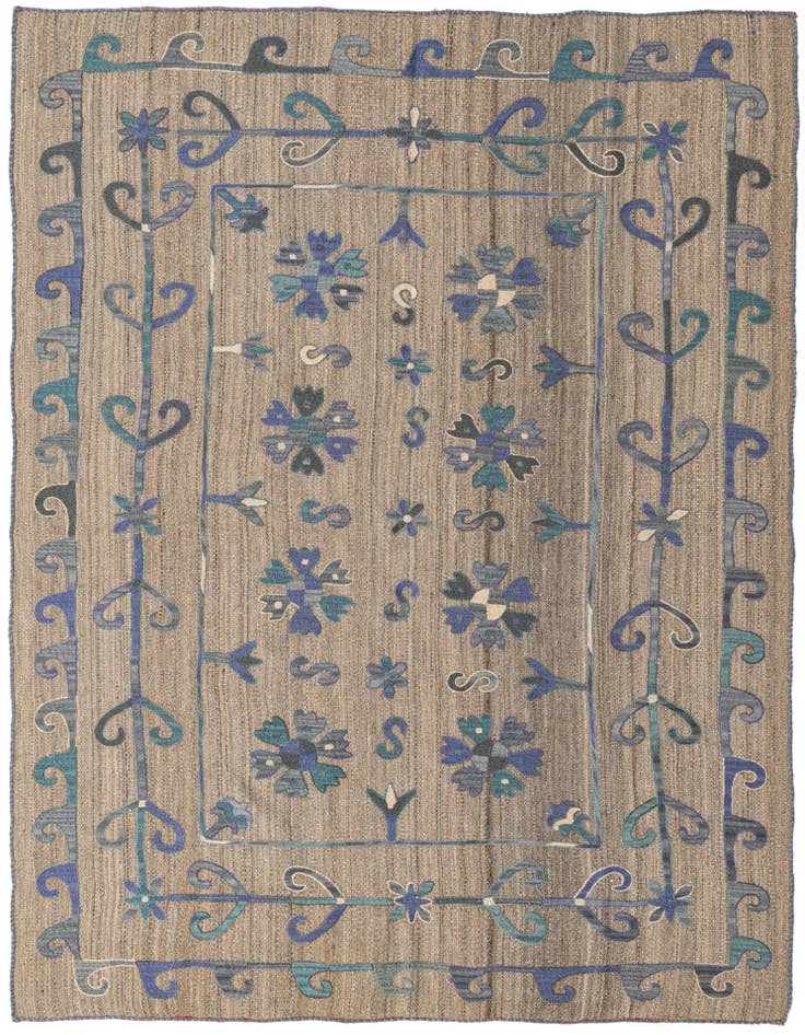 Detail image of 5' 9 x 7' 1 Hand Woven Kilim Suzani Wool Rug