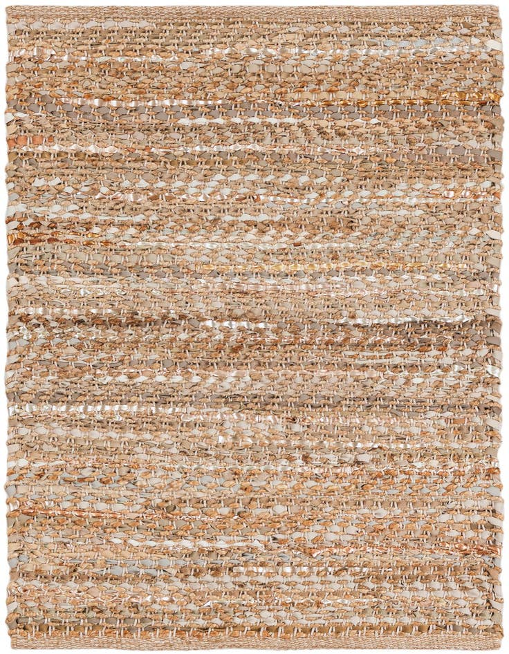 Detail image of 2' x 3' 1 Hand Woven Leather Metallic Jute Rug