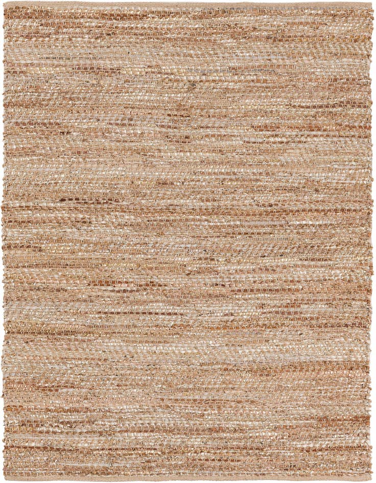 Detail image of 4' 1 x 6' 1 Hand Woven Leather Metallic Jute Rug