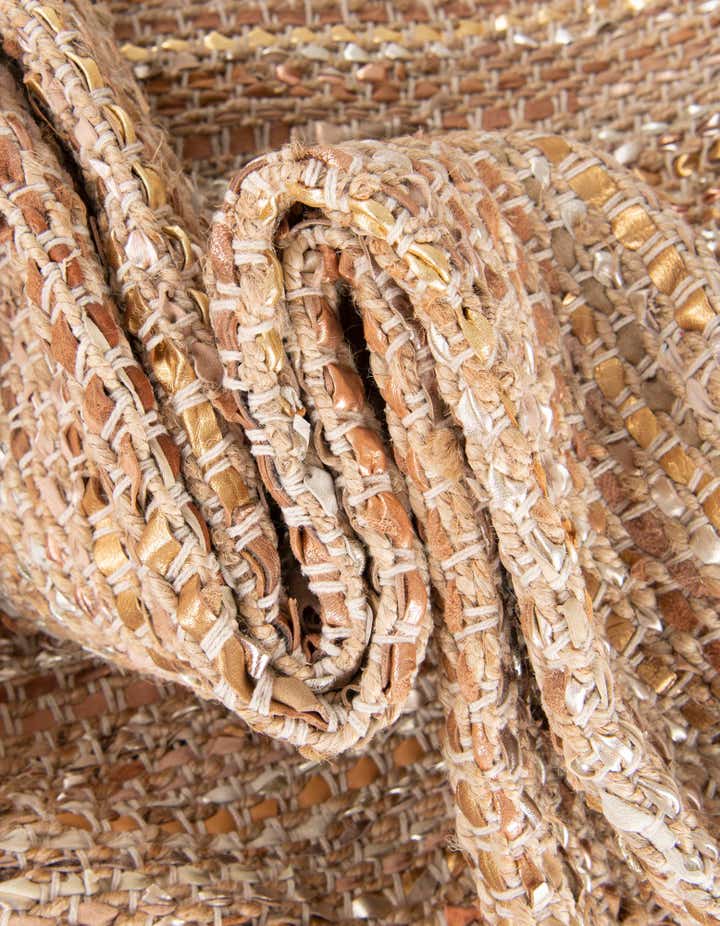 7' 10 x 10' Hand Woven Leather Metallic Jute Rug