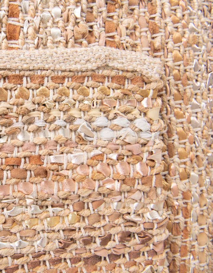 7' 10 x 10' Hand Woven Leather Metallic Jute Rug