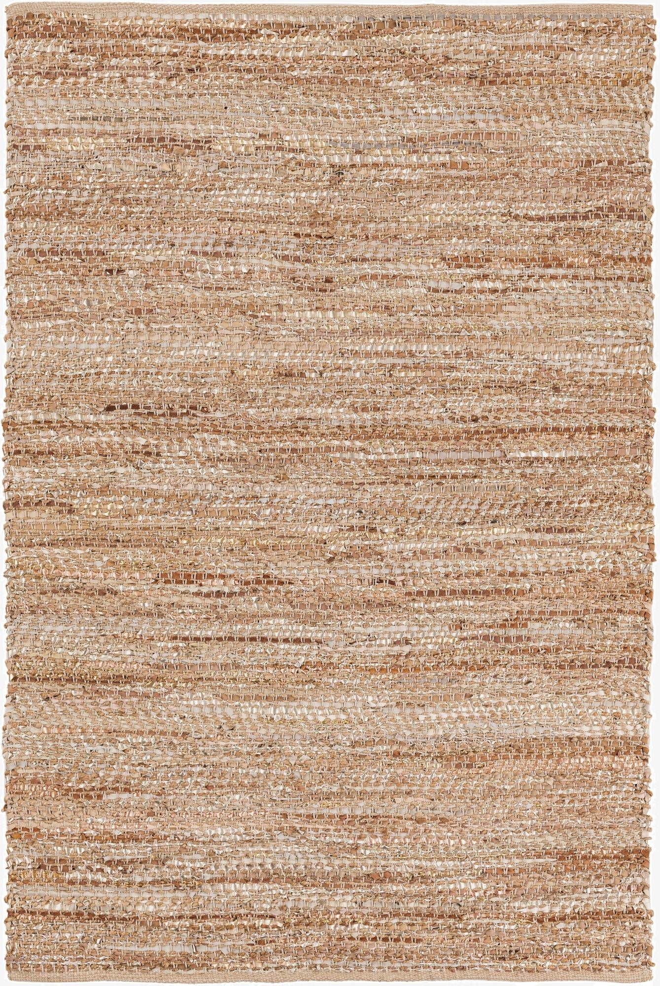 4' 1 x 6' 1  Hand Woven Leather Metallic Jute Rug