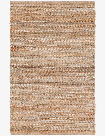 2' x 3' 1 Hand Woven Leather Metallic Jute Rug
