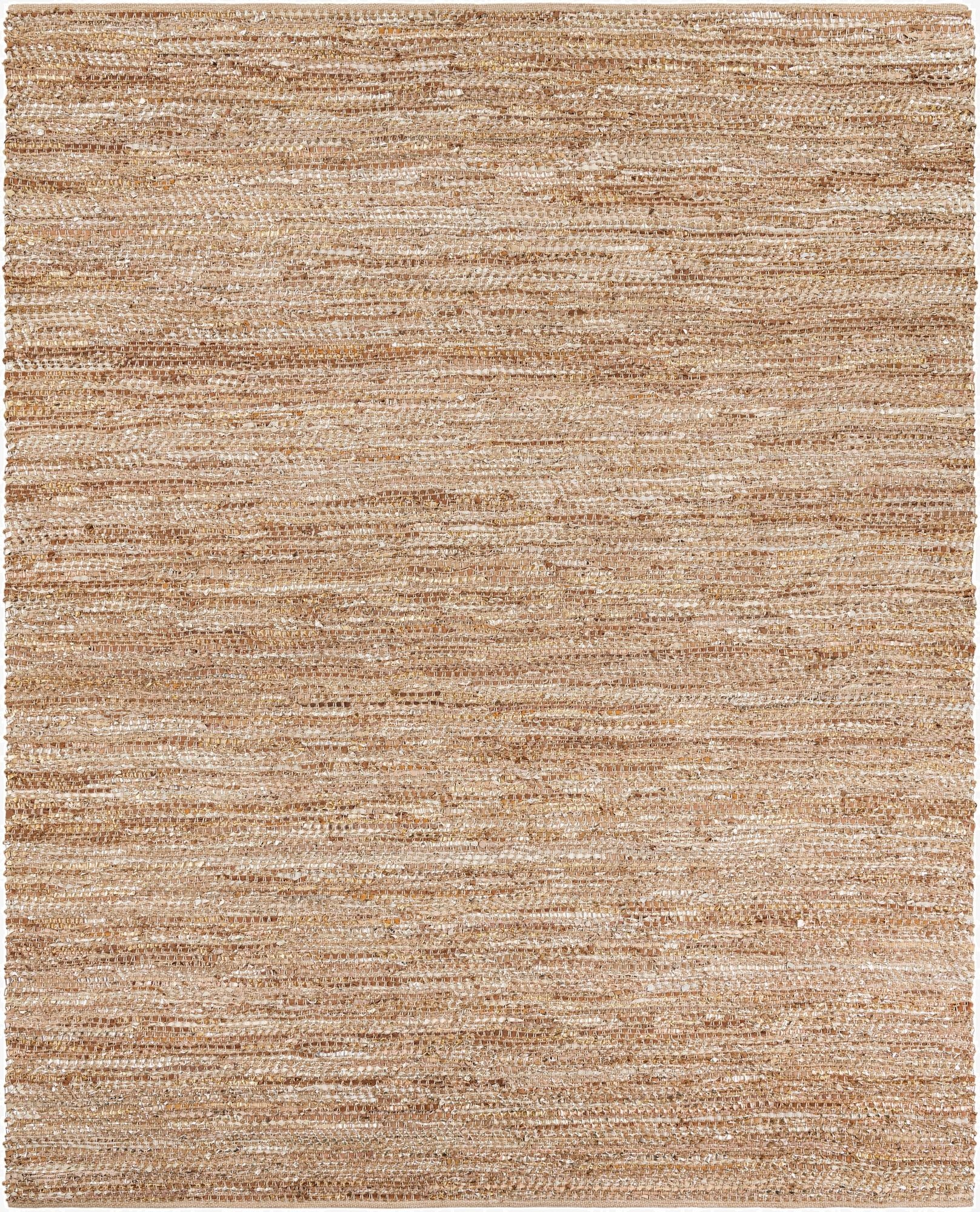 7' 10 x 10'  Hand Woven Leather Metallic Jute Rug