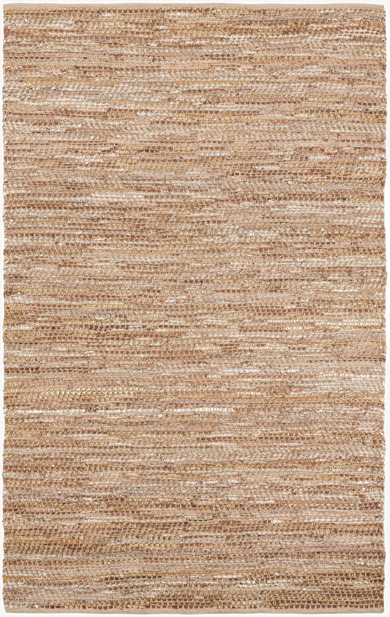 5' 1 x 8'  Hand Woven Leather Metallic Jute Rug