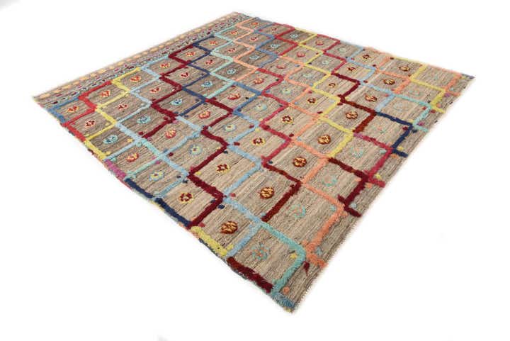 6' 9 x 7' 8 Hand Knotted Moroccan Wool Rug