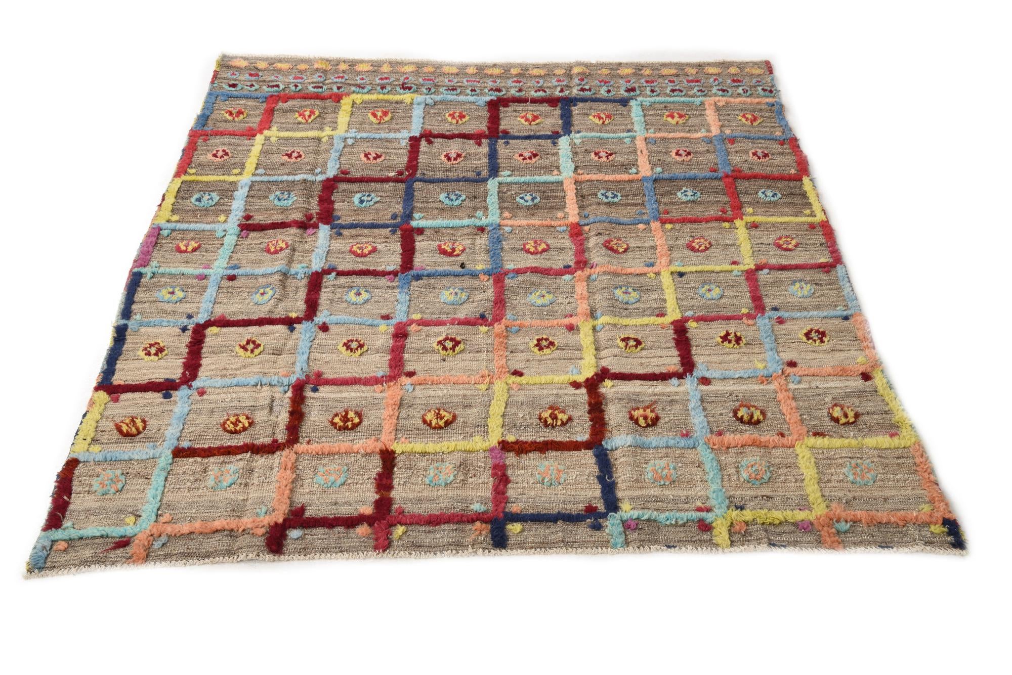 6' 9 x 7' 8 Hand Knotted Moroccan Wool Rug