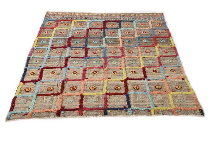 6' 9 x 7' 8 Hand Knotted Moroccan Wool Rug