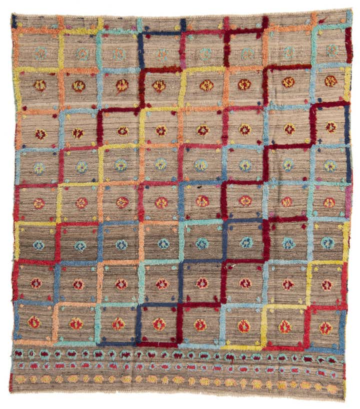 6' 9 x 7' 8 Hand Knotted Moroccan Wool Rug