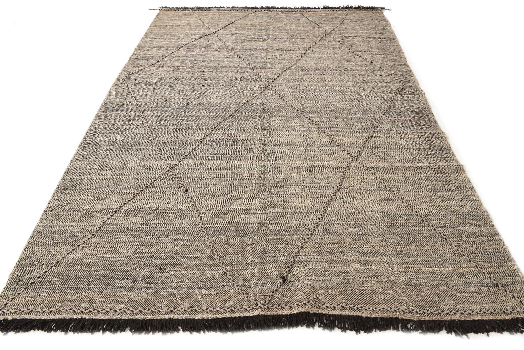7' x 9' 9 Hand Knotted Moroccan Wool Rug