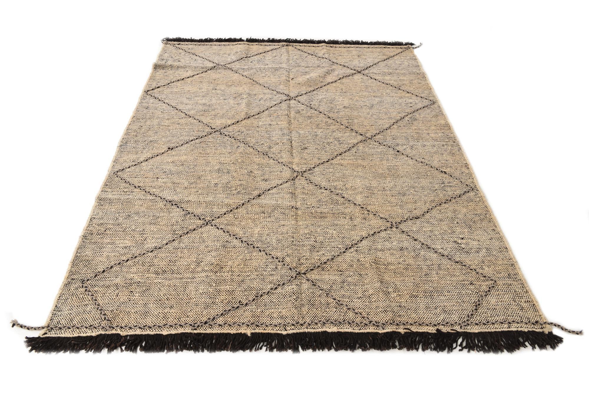 6' 1 x 7' 8 Hand Knotted Moroccan Wool Rug