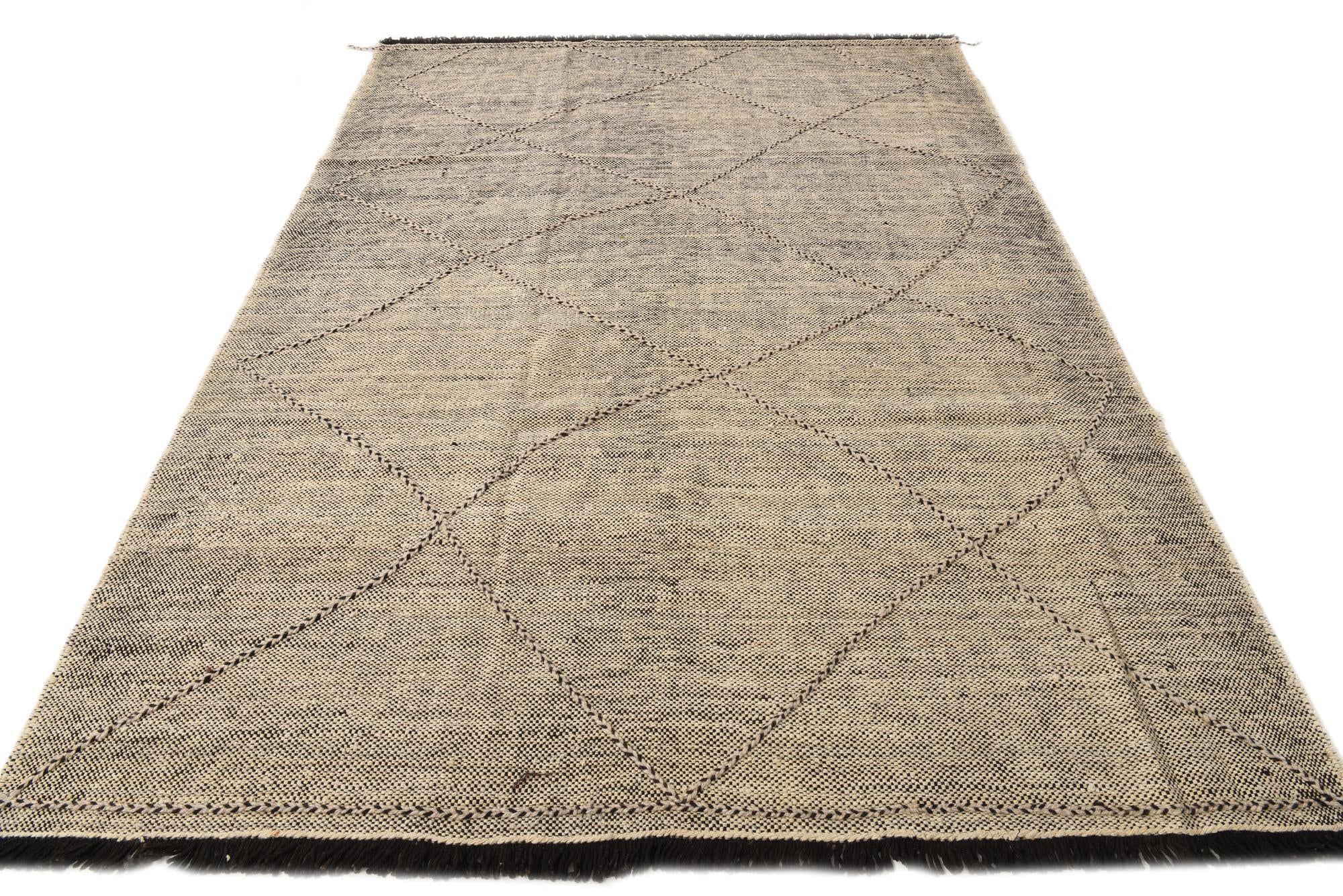 7' x 9' 6 Hand Knotted Moroccan Wool Rug