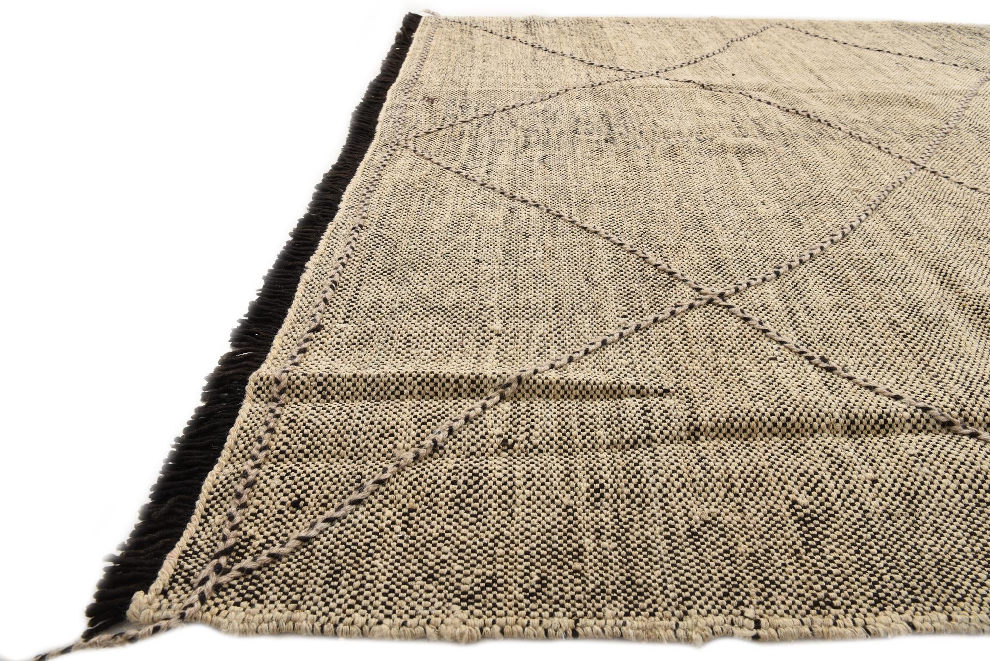 7' x 9' 6 Hand Knotted Moroccan Wool Rug