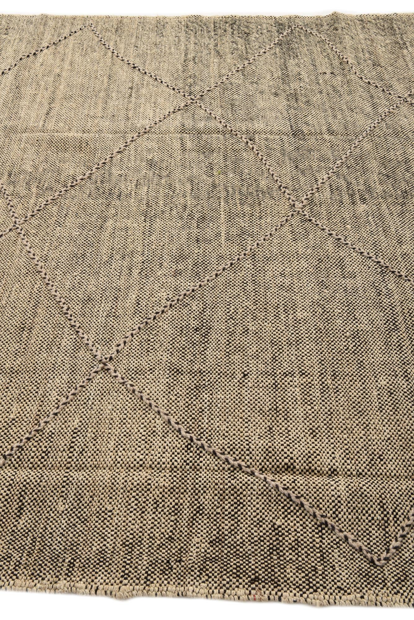 7' x 9' 6 Hand Knotted Moroccan Wool Rug