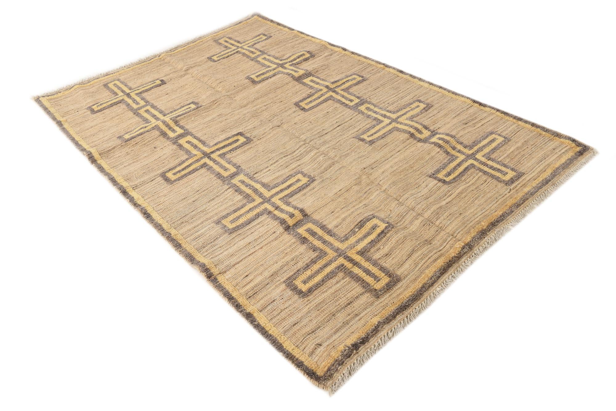 4' 10 x 7' 4 Hand Knotted Moroccan Wool Rug