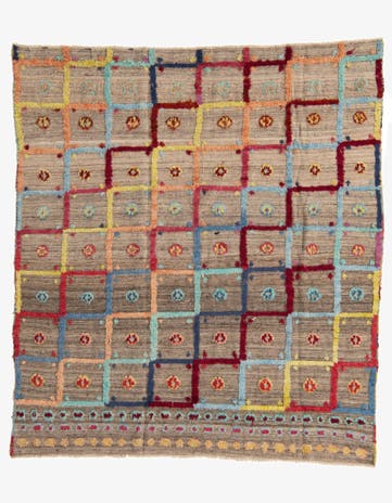 6' 9 x 7' 8 Hand Knotted Moroccan Wool Rug