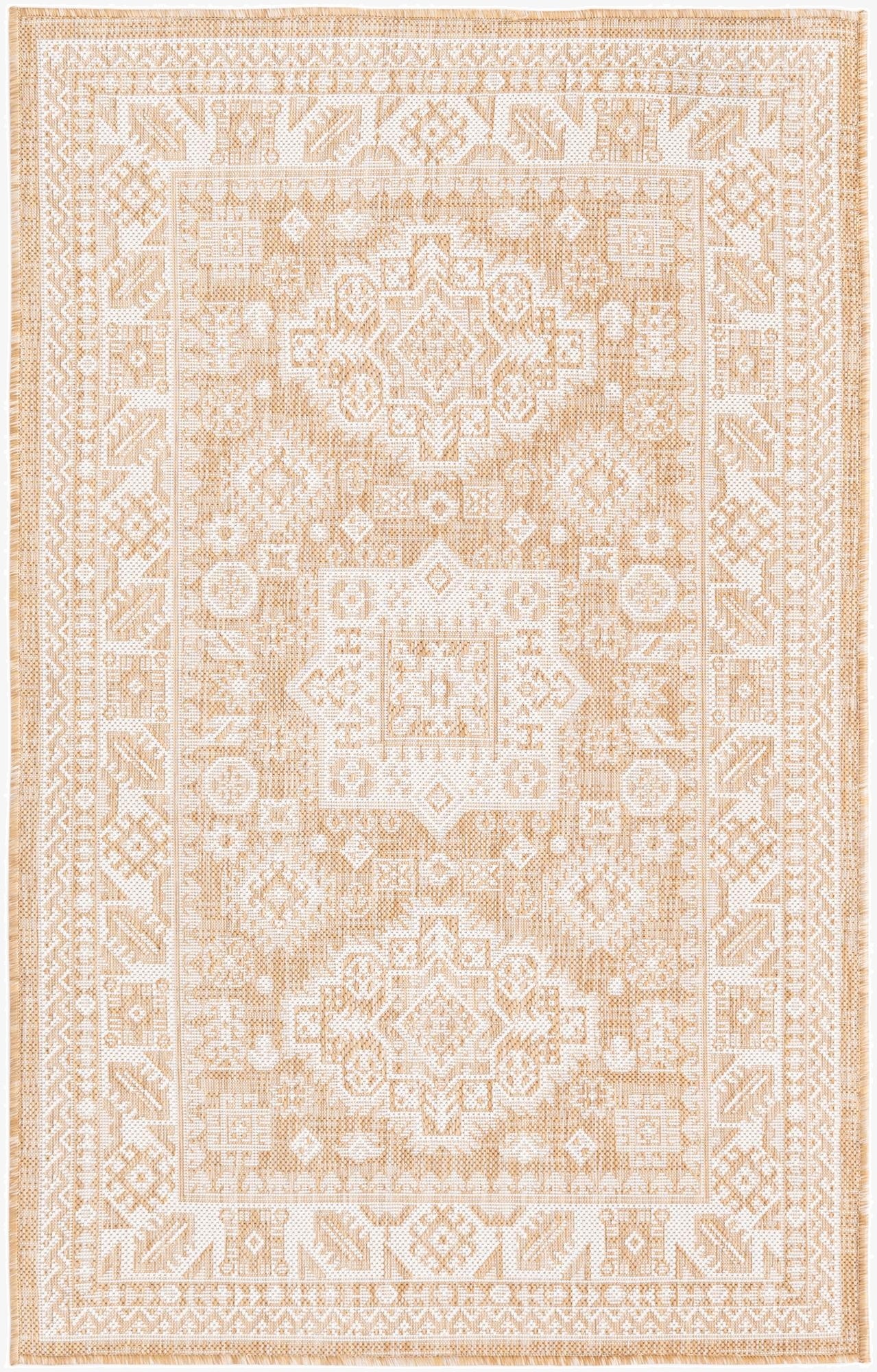3' x 5' 3  Washable Aztec Indoor / Outdoor Rug