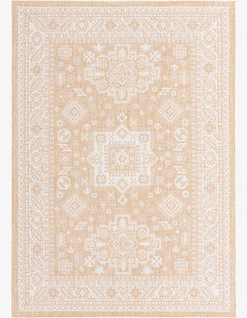 Natural Easy-Clean Aztec Indoor / Outdoor Rug