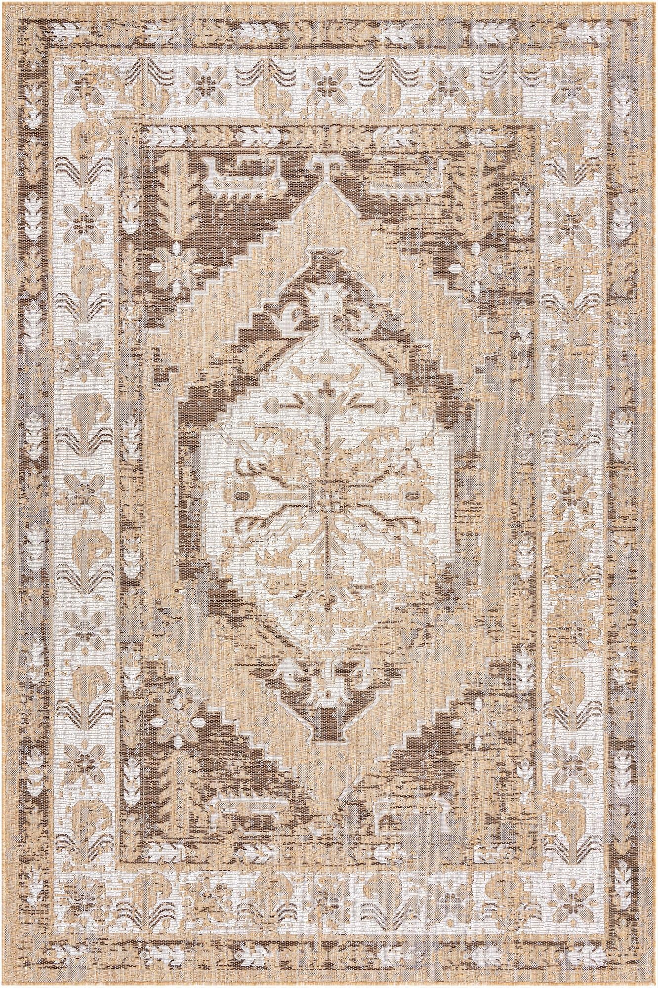 6' x 9'  Washable Traditional Indoor / Outdoor Rug