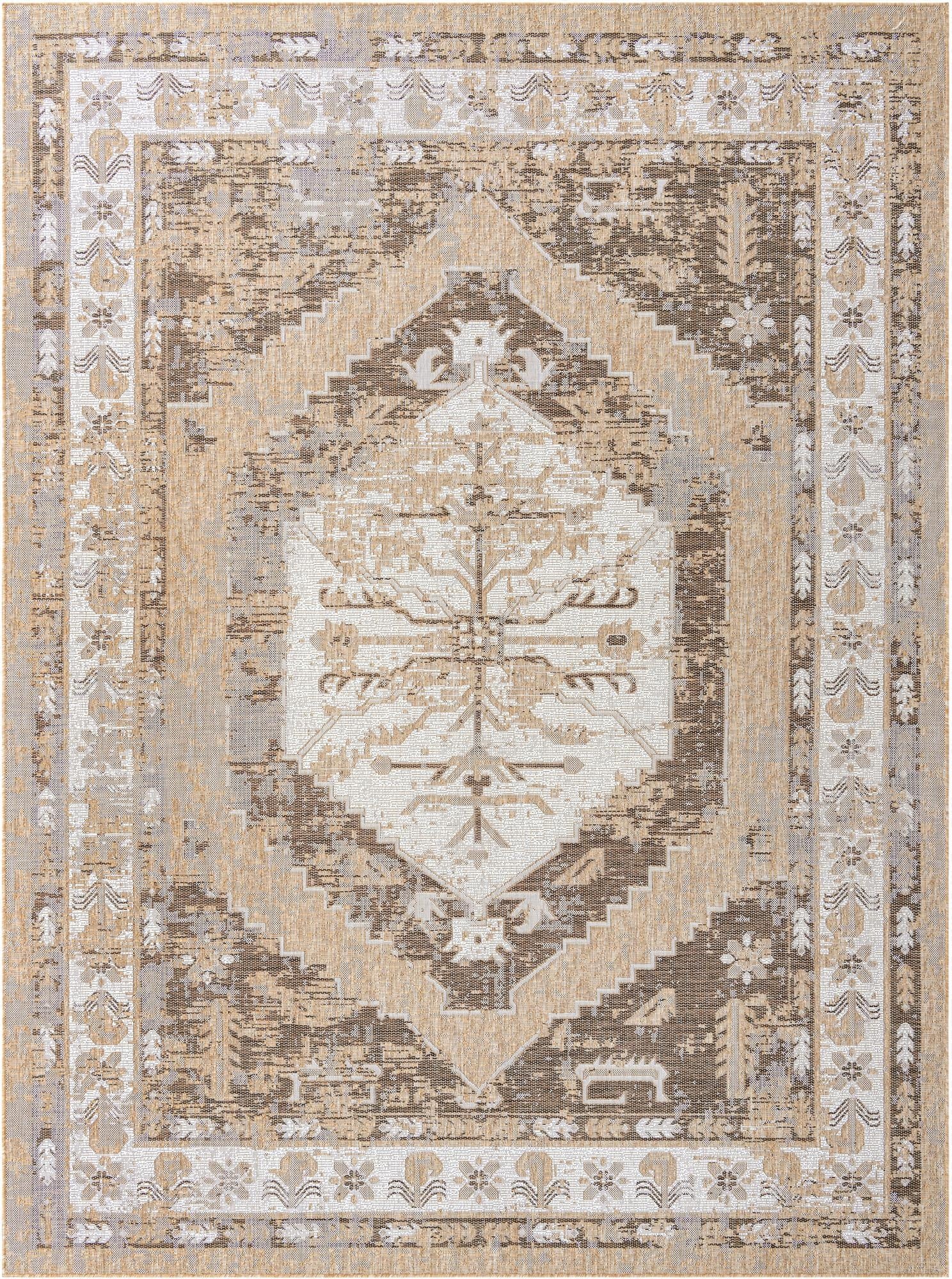 9' x 12'  Washable Traditional Indoor / Outdoor Rug