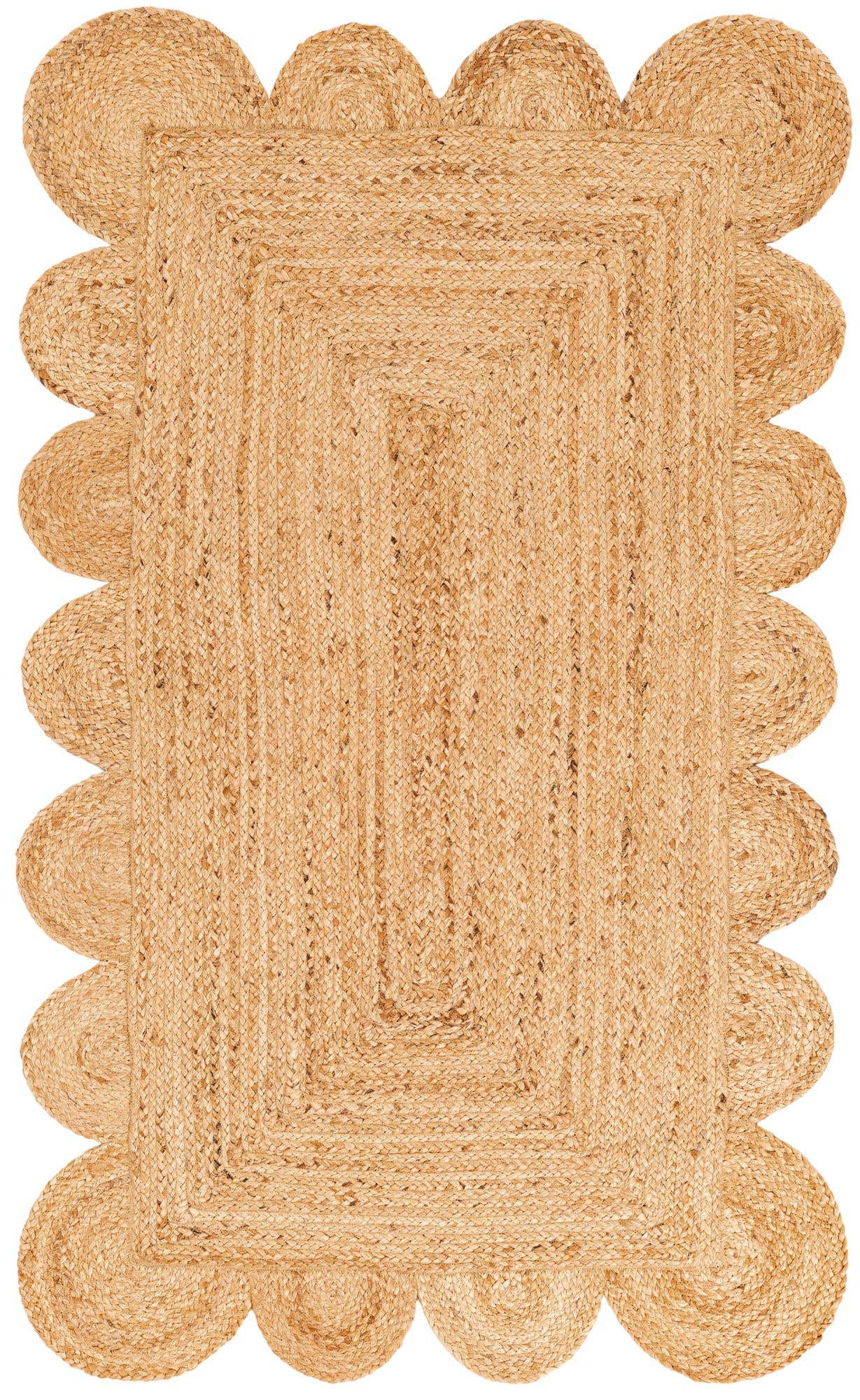 3' 1 x 5' 1 Hand Woven Scallop Braided Jute Rug