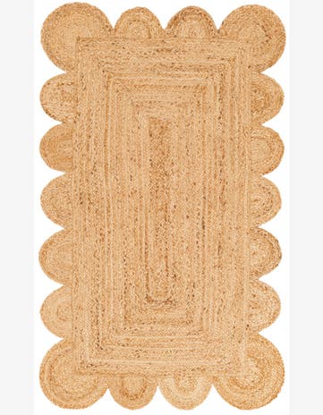 Natural Hand Woven Scallop Braided Jute Rug