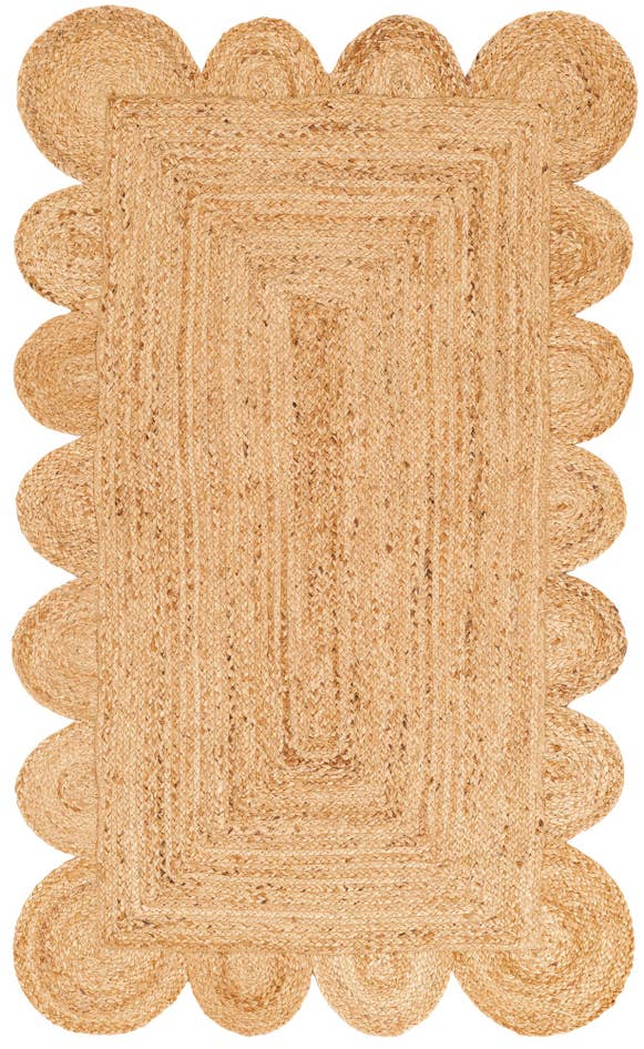 Detail image of 3' 1 x 5' 1 Hand Woven Scallop Braided Jute Rug