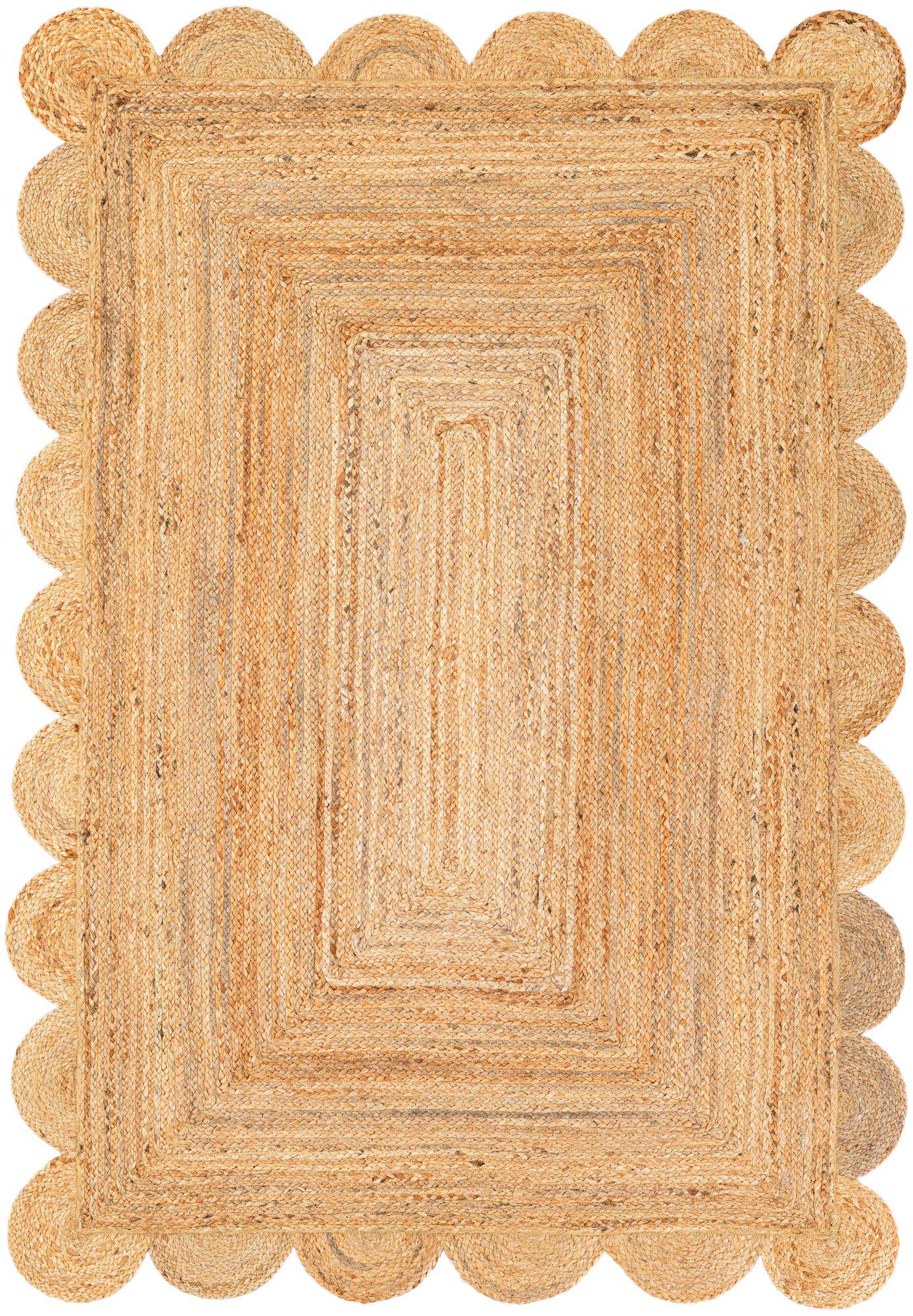 4' 1 x 6' 1 Hand Woven Scallop Braided Jute Rug