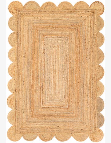 Natural Hand Woven Scallop Braided Jute Rug