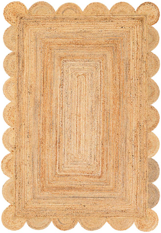 Detail image of 4' 1 x 6' 1 Hand Woven Scallop Braided Jute Rug