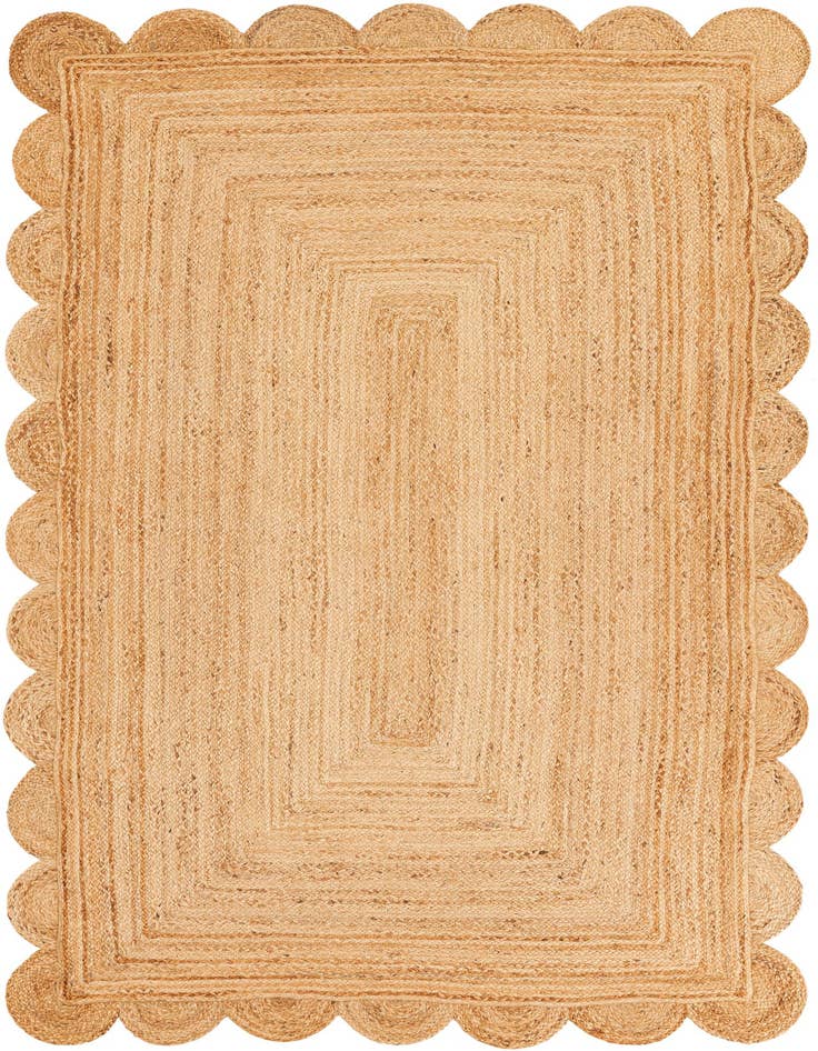 Detail image of 5' 1 x 8' Hand Woven Scallop Braided Jute Rug